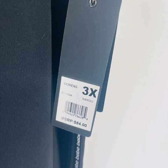 Bebe Sport Women's 4 Way Stretch Leggings NEW NWT Workout Gym Black Gold 3X - Picture 9 of 9